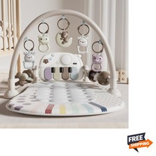 Baby Play Mat Baby Toys,Baby Gym Tummy Time Play Piano Activity Mat with 5 In...