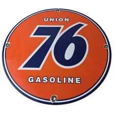 Vintage Union 76 Gasoline Sign - Porcelain Gas Motor Oil Service Pump Sign