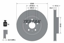 2x TEXTAR Disque de frein Avant pour VOLVO XC40 (536) 296mm 92323905
