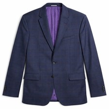 Ted Baker Endurance Mens Blue Plaid Two Button Blazer Sport Coat Made in Canada