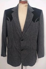 Pioneer Wear Vintage Blazer Men 48 Jacket Sports Coat Western Cowboy Black Gray