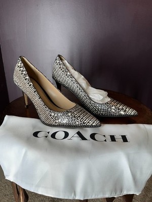 Coach Smith Beadchain Pump Heels - Snakeskin - NEW