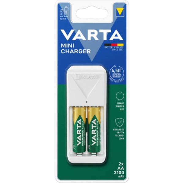 Varta 57656 Mini-LadegeräT 2 Aa-Batterien Enthalten 2100Mah Smart Switch Off New-image