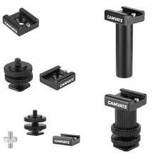CAMVATE Cold Shoe Mount Adapter w/Hot Shoe & 15mm Micro Rod & 1/4" Screw Adapter