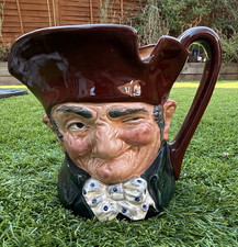 Old Charley Large Ceramic Character Jug, Glossy Brown/Green/Beige, Handle