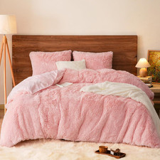 Shaggy Fluffy Faux Fur Duvet Cover Set King Size,Luxury Warm Plush Comforter Cov