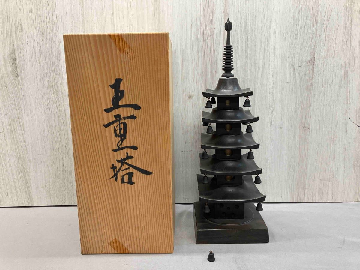 Japanese Wooden Five-Storied Pagoda Heignt 37 cm / 14.57 in Traditional Craft