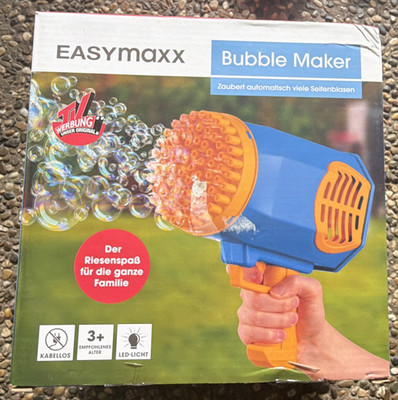 EASYmaxx Bubble Maker Seifenblasenmaschine mit 4 LEDs & Akku, ab 3-4 Jahre