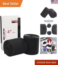 Reusable Black Hook and Loop Fabric Fastener - 3 Yard Sew On Strip 4 Inches Wide