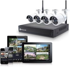 TELECAMERA WI-FI ESTERNO KIT VIDEOSORVEGLIANZA WIRELESS 4 CANALI FULL HD IP