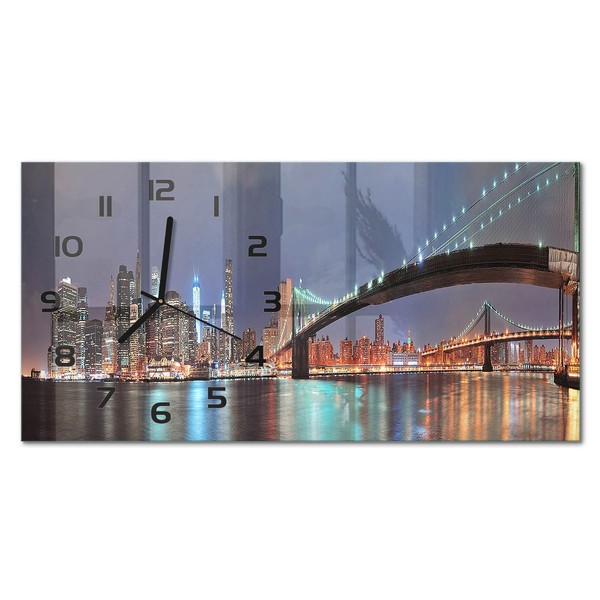 Wanduhr Aus Glas Glas-Wanduhr Manhattan New York Schwarze Zeiger 60X30 Cm-image