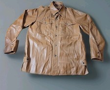 Vintage 70s Sears The Men's Store Large Tan PVC Vinyl Pleather Jacket