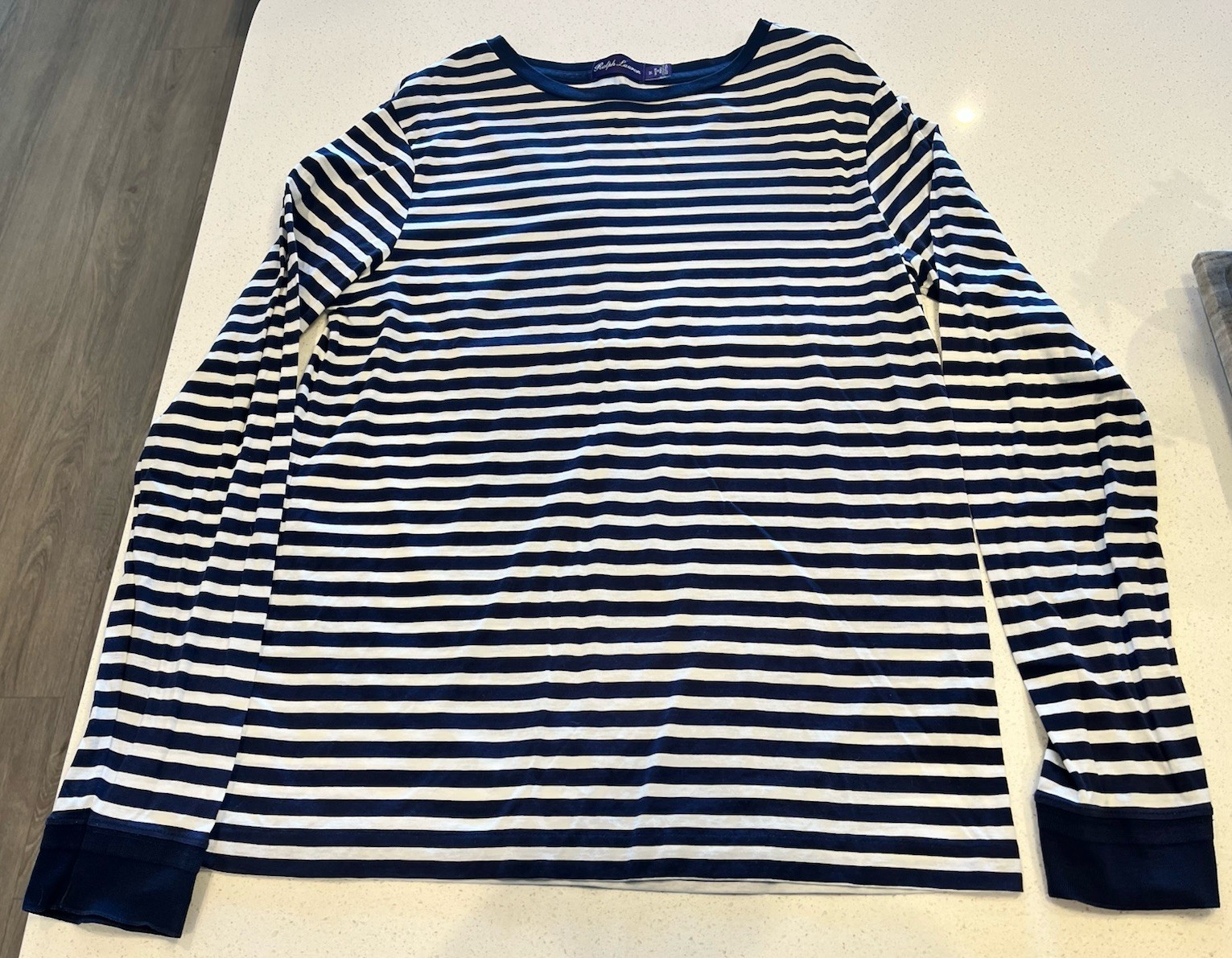 Ralph Lauren Purple Label Striped Long Sleeve T-Shirt Blue & White Sz M