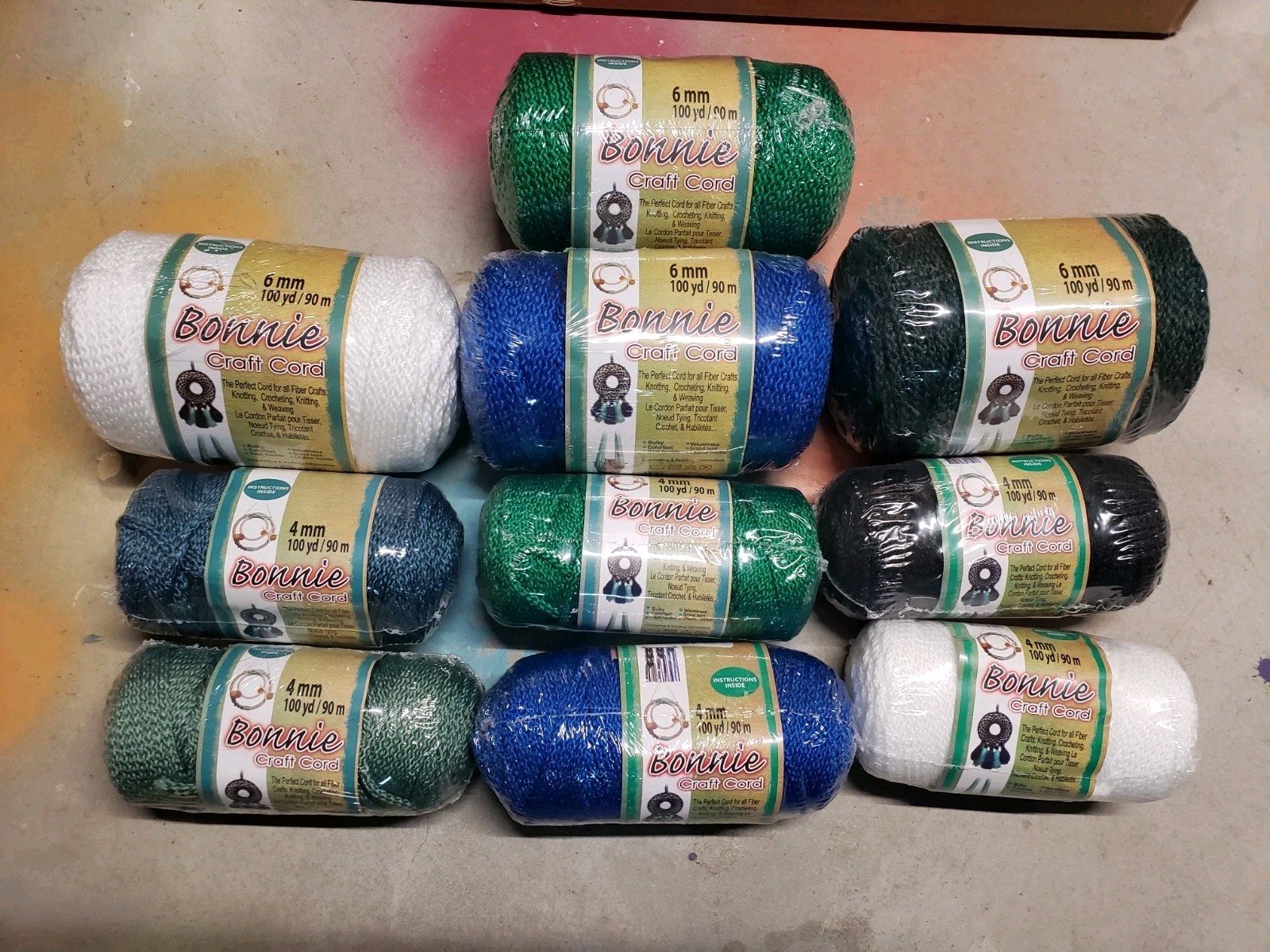 Lot Of 10 New Pepperell Braiding Co Bonnie Macrame Craft Cord Mixed Colors