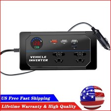 Power Inverter, 8-in-1 DC 12V to 110V AC Car Plug Adapter Outlets Converter 200W
