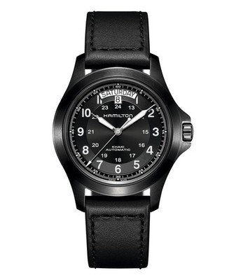 Unbenutzte HAMILTON Khaki Field King Auto H64465733 schwarze Herrenuhr in Box
