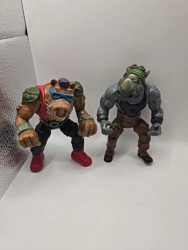 Teenage Mutant Ninja Turtles TMNT Rocksteady & Bebop Figure Lot 1988 Playmates