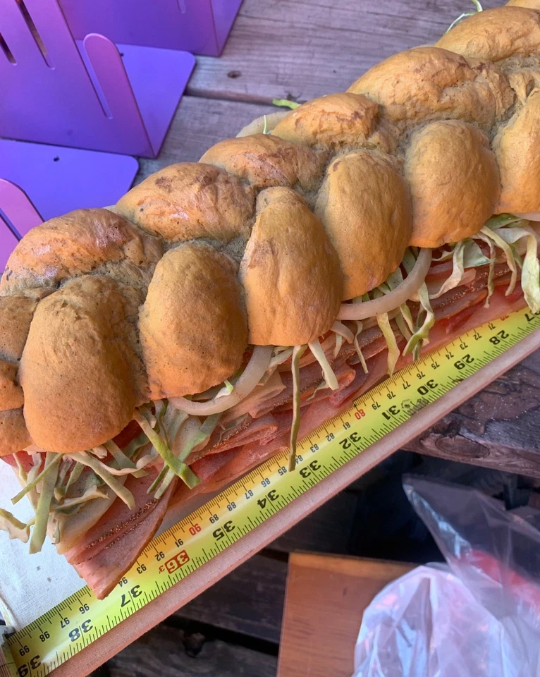 Sub sándwich submarino hoagie utilería de exhibición 37" para fiesta de comida sintética Foto 2 de 4