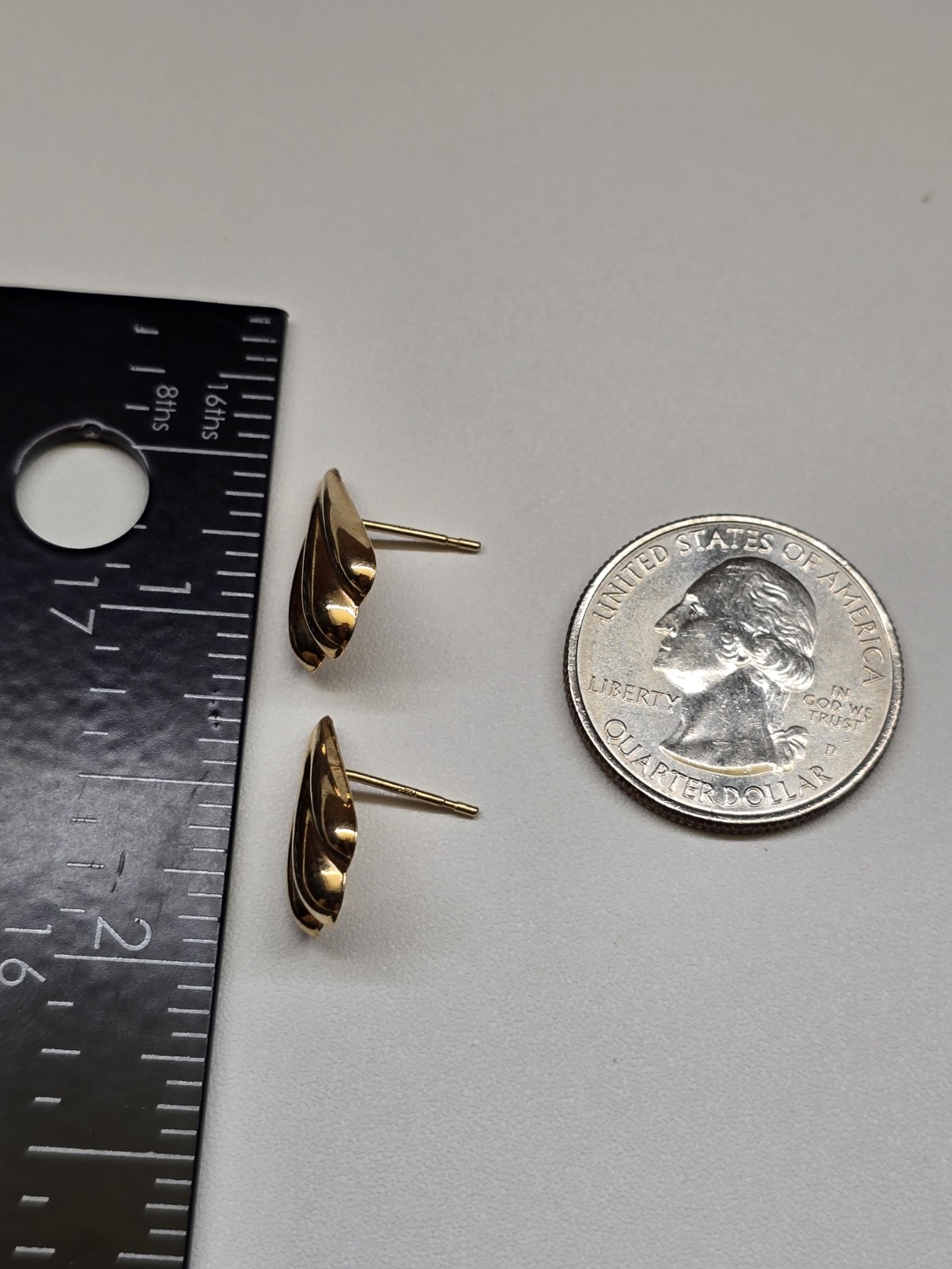 14K Solid Gold Seashell  Stud Earrings -post earr… - image 5