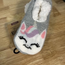 Northeast Outfitters Youth Cozy Cabin Crew Socks Slippers Unicorn Cat Gray
