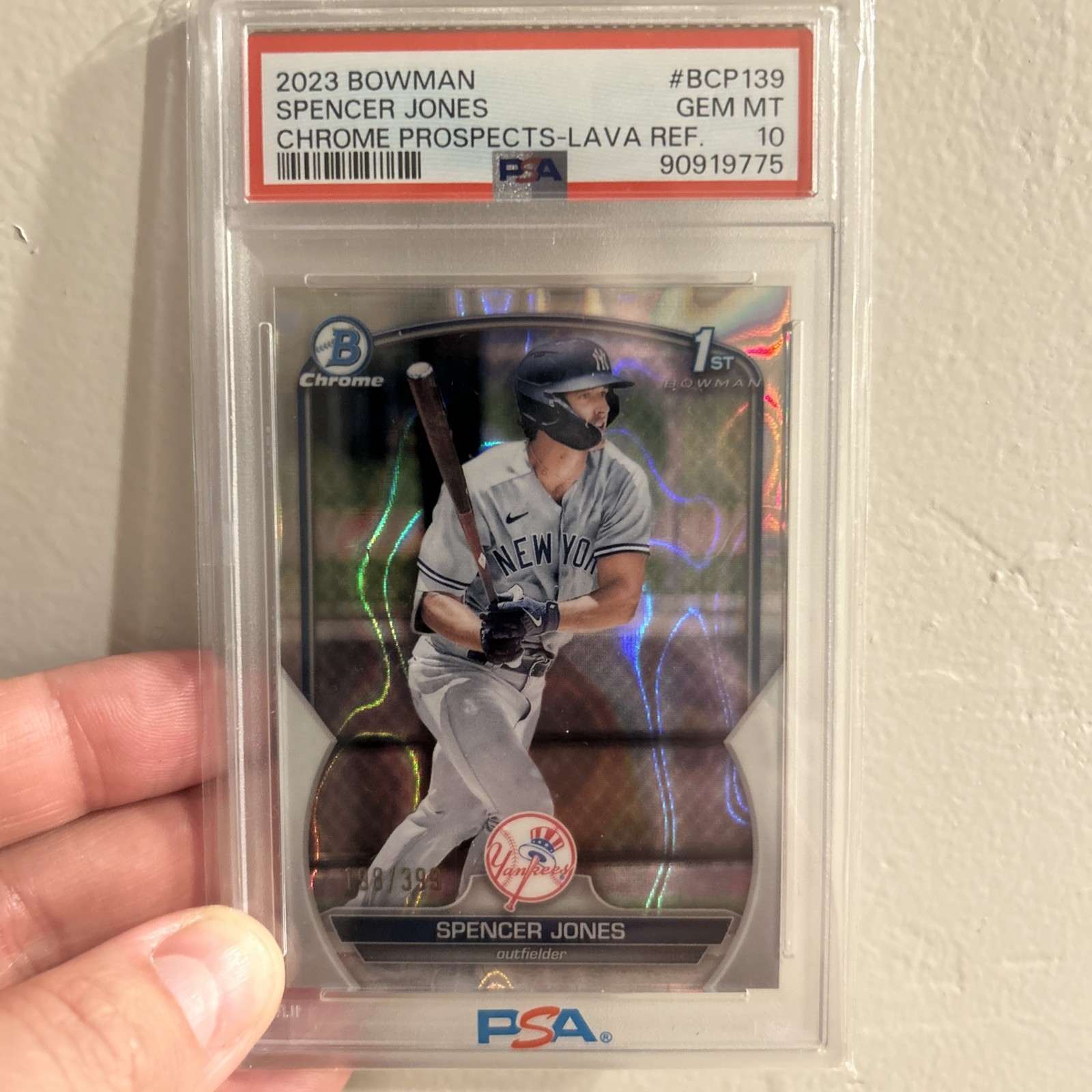 2023 Bowman Chrome Prospects Spencer Jones (RC) #BCP-139 Lava Refractor SN/399