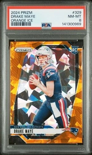 2024 PANINI PRIZM ORANGE ICE #329 DRAKE MAYE ROOKIE RC PSA 8