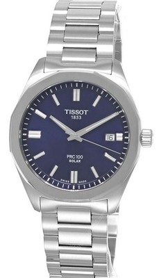 Tissot PRC 100 Solar Quartz 39 MM Blue Dial SS Men's Watch