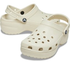 Crocs Women  s Classic Platform Clogs Bone Size 10 Model 206750-2Y2 New