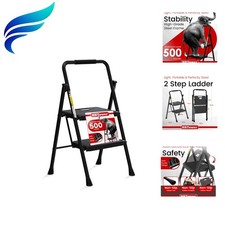 Sturdy Steel Folding Step Stool with Non-Slip Pedals Convenient Handrail