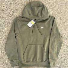 Nike Logo Club Soft Fleece Pullover Hoodie w/ Pocket - Small, Olive Green NWT