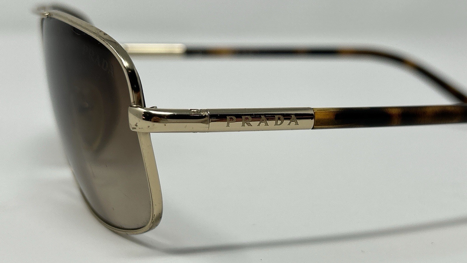 Vintage RarePrada SPR52M GoldTone Aviator Brown Gradient Tortoise Acetate Temple image 10