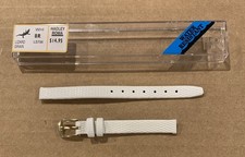 Ladies Genuine Leather Java Lizard Grain Watch Band Strap - 8mm - White - LS706