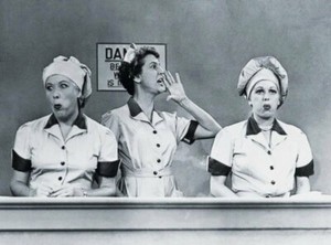 I-Love-Lucy-Lucille-Ball-Vivian-Vance-Chocolate-Factory-8x10-Photo