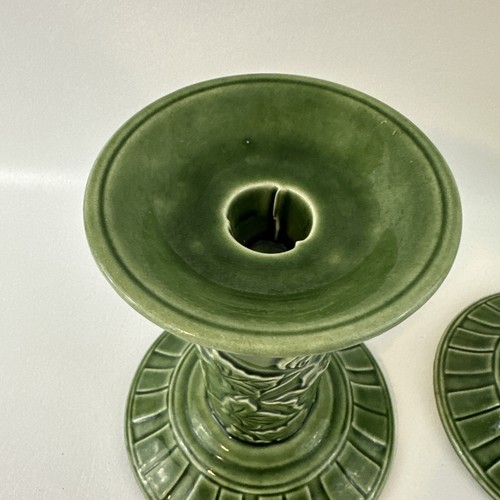 Lenox Summer Terrace Green Ivy Majolica Candlestick Holders Made In Portugal - Picture 2 of 13