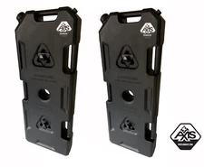 SET OF TWO -  BLACK 5 Gallon Jerry Gas Cans with Mounts for OVERLAND OFF ROAD