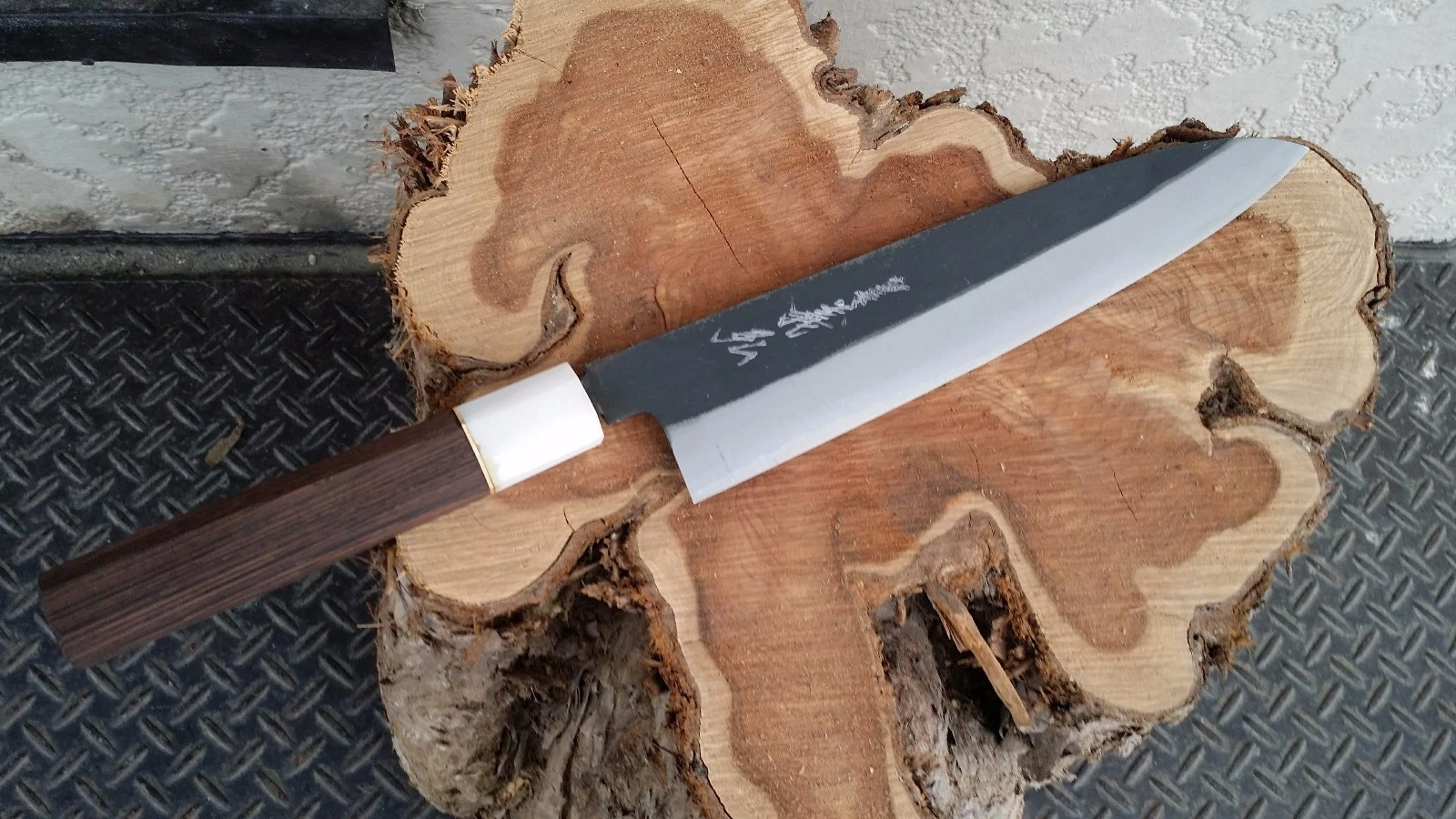 Sakai Japanese Chef's Kinfe Yoshihiro Kurouchi White Steel 2 Gyuto Custom Knife
