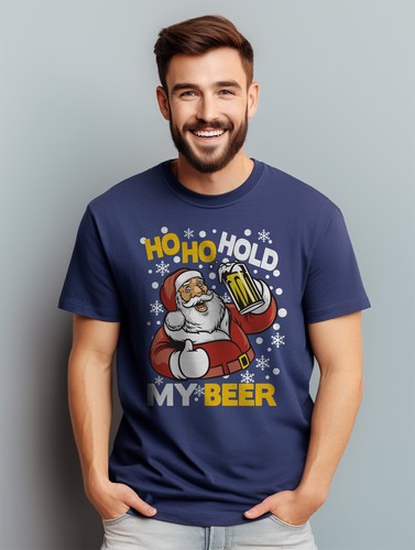 Ho Ho Hold My Beer! Funny Santa Claus T-shirt for the Naughty List. Perfect for - Picture 10 of 45