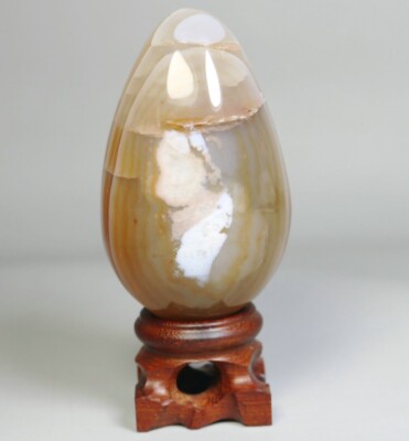 Natural Colorful Red Stripe Carnelian Agate Quartz Crystal Sphere Egg + Stand