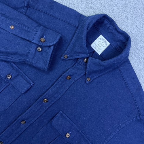 Brooks Brothers Regent The Original Polo Shirt M Blue Wool Blend Thick Button Up