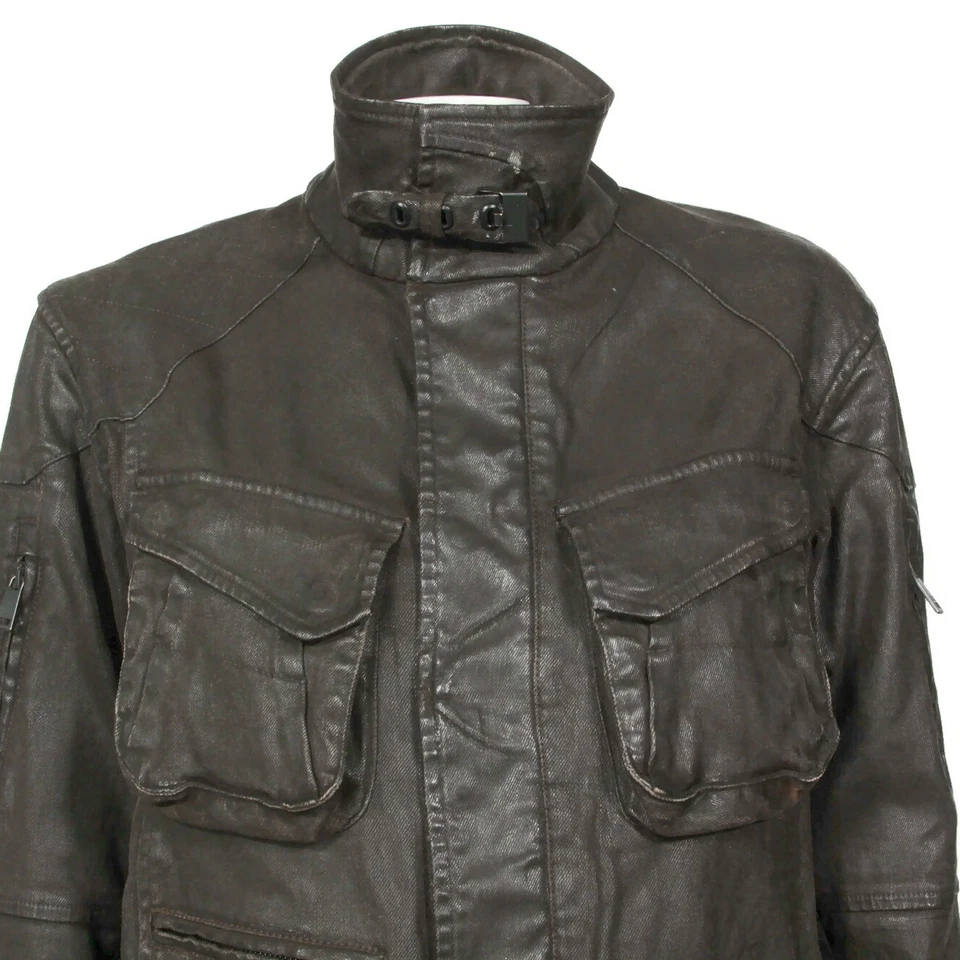 Chaqueta Ralph Lauren Etiqueta Negra Marrón Encerado Denim Envejecido Cremallera Mujer talla 2 814 Foto 3 de 4