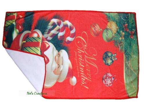 Merry Christmas Hand Face Towels, Santa Claus, Red & Blue Gift Bell Tree Towel - Picture 7 of 13