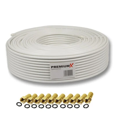 PREMIUMX 25m Koaxialkabel REINES KUPFER 135dB 5-fach geschirmt SAT Antennen Koax Kabel 4K