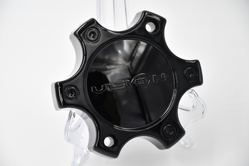 Vision Gloss Black 6-Lug Wheel Center Cap - Fits 394-6 Series Wheels, Part #C394PLGB-6V