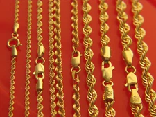 10k gold rope 1.8mm to 5mm Diamond Cut Rope Chain real gold  Necklace