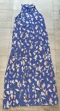 Nine West Women’s Tiered Peasant Maxi Dress Floral Blue Multicolored Size M