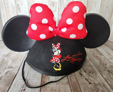 Disney Minnie Mouse YOUTH SIZE Ears Hat W/ Red Polka Dot Bow