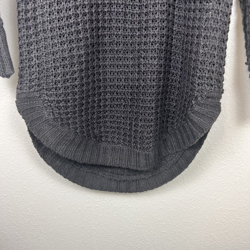 Charlotte Russe L Charcoal Gray Chunky Open Waffle Knit Sweater Tunic Dress - Picture 6 of 7