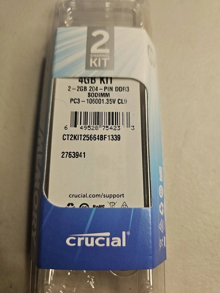 Crucial 4GB Kit (2 X 2GB) PC3-10600 DDR3-1333MHz non-ECC - Image 3 of 3
