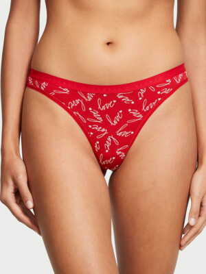 Victoria's Secret - M Stretch Cotton Thong Panty - Red Lipstick Love - Medium