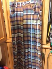 Satin Look Ladies Dress Pants Slacks Size Small Jewel, Toned Plaid EUC z5